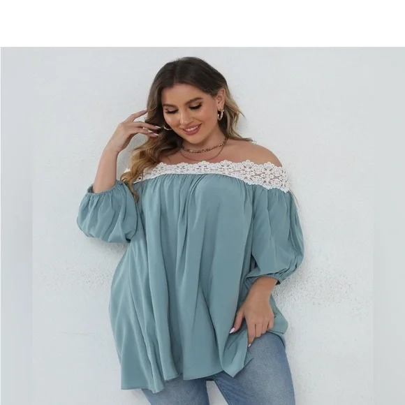 BUNDLE OFF SHOULDER TOP & HIGH WAISTED KHAKI PANTS SET - Picture 5 of 12